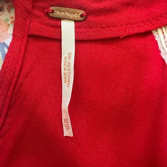 Free People Red Embroidered Romper/Jumpsuit v-neck jumpsuit - Picture 9 of 15